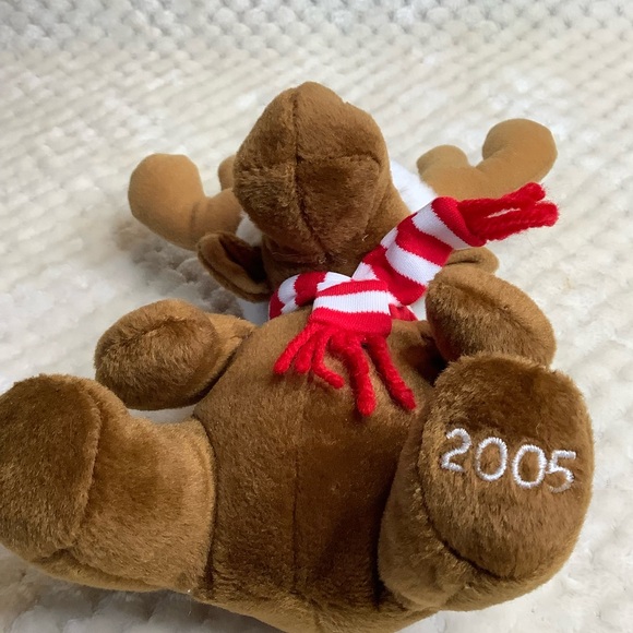 SEARS Vintage 2005 Plush Kris Moose Stuffed Animal Toy Santa Hat and Scarf - Picture 3 of 9